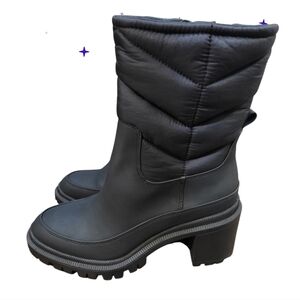 Womens Winter Snow Boots Waterproof Size 8.5 Chunky lug sole Quilted Side Zip